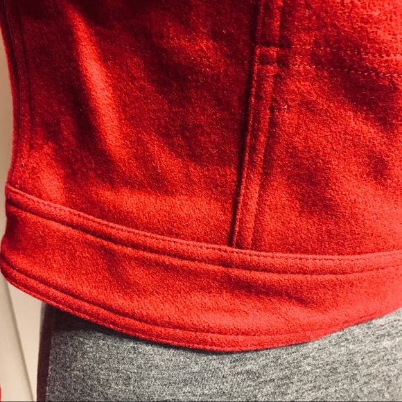 Express Red Collared Snap Button Wool Jacket - Picture 11 of 14